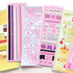Korean ins Cream Bow Laser Decoration Stickers Diary Hand Account Idol Card DIY Scrapbooking Material Kawaii Stationery Sticker