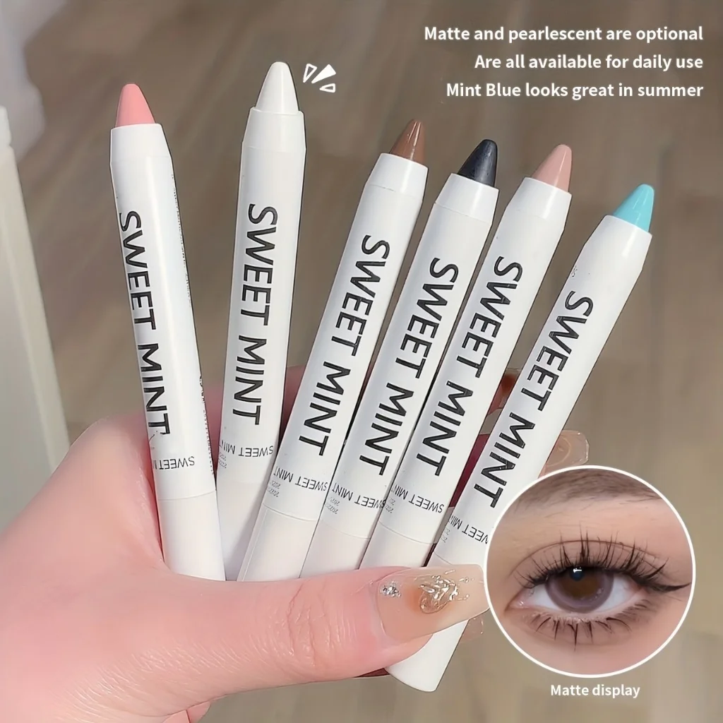10-Farben liegender Seidenraupenstift, Textmarker, matt, schimmernd, wasserfest, langlebig, pigmentierter Lidschattenstift