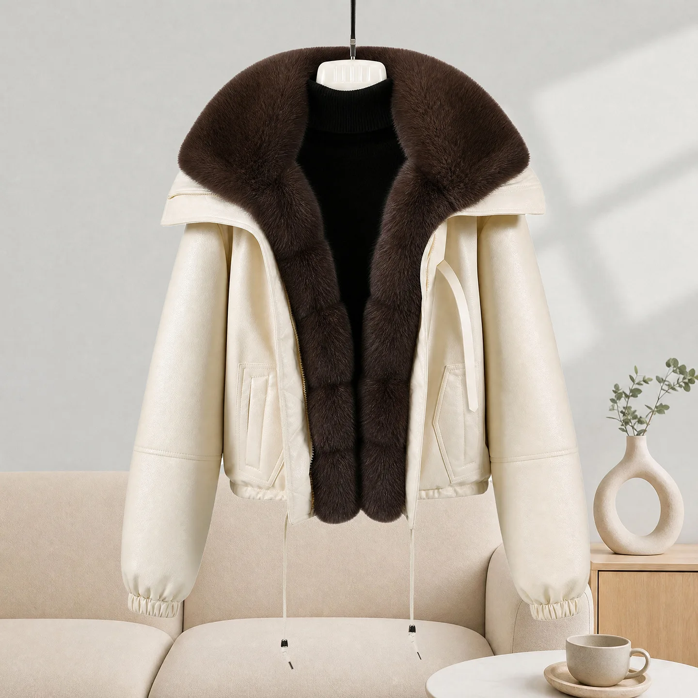2026 Winter Women Imitation Leather Cotton-padded Jacket