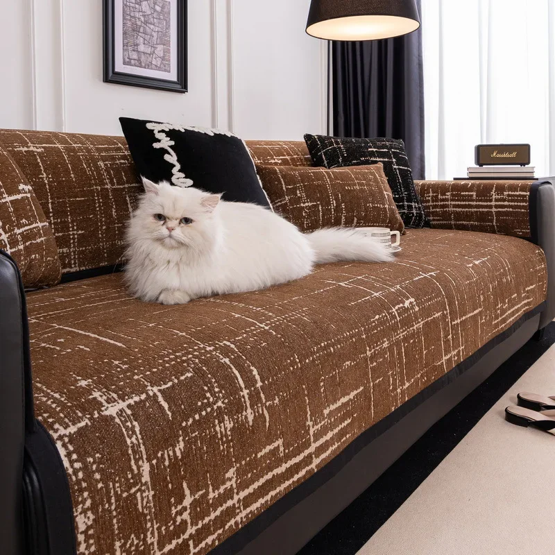 New Modern Light Luxury Sofa Cover Fabric with Anti Slip and Fixed Straight Row Sofa Cushion Cover Soft Simple and Versatile