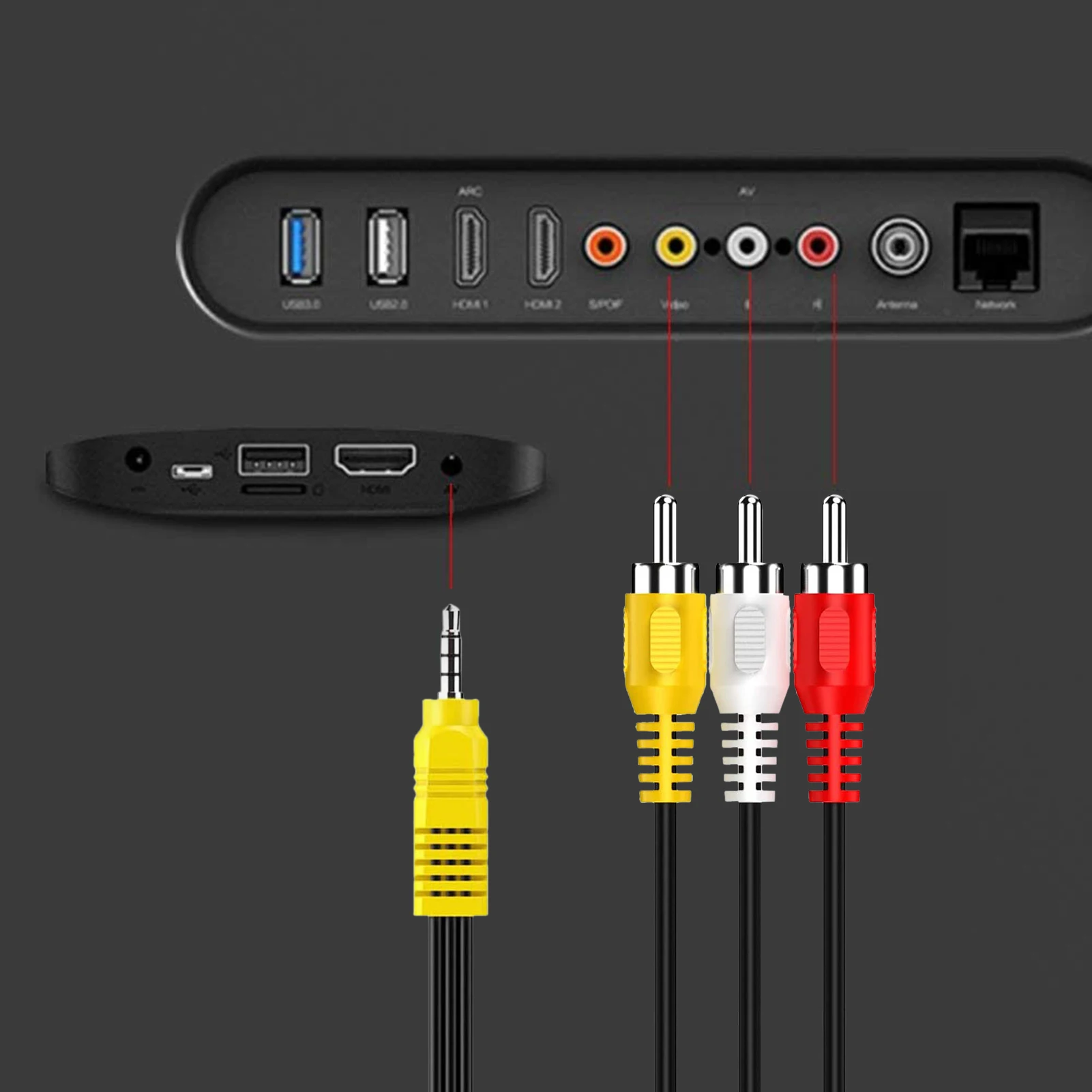 3.5MM To 3 RCA Cable Video Component AV Adapter Cable For TCL TV 3.5mm To RCA Red White And Yellow Female Video Cable TV Set