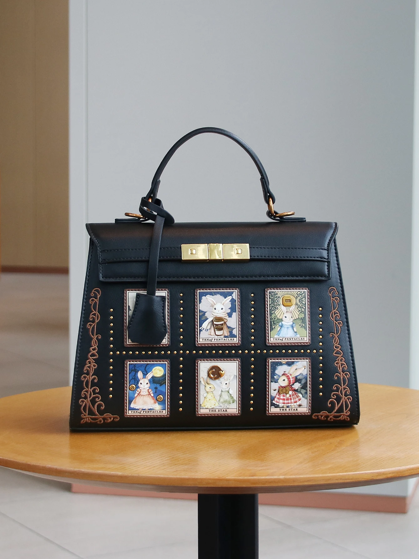 

Luxury fashion handbag 2026 new large-capacity commuter ladies portable tote bag minority design embroidery handbag cute cartoon rabbit pattern shoulder crossbody bag