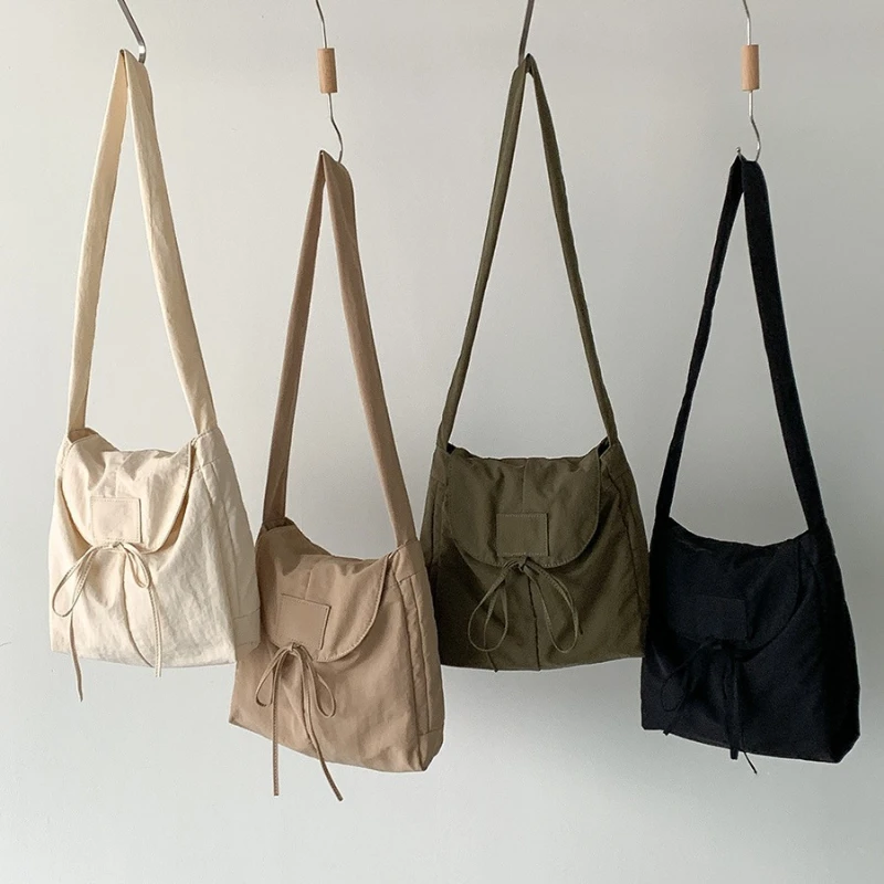 

Women Textured Casual Shoulder Bags Korean Simple and Versatile Crossbody Bag Summer Small Square Nylon Storage Bag New Design