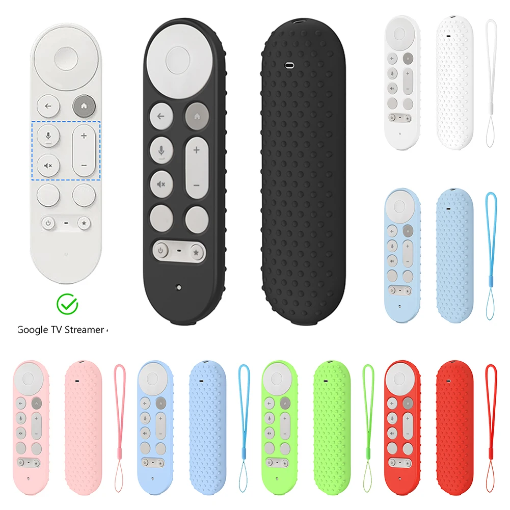 

Silicone Remote Case Anti-Slip TV Remote Control Case with Lanyard Remote Protective Case for Google TV Streamer 4K Voice Remote