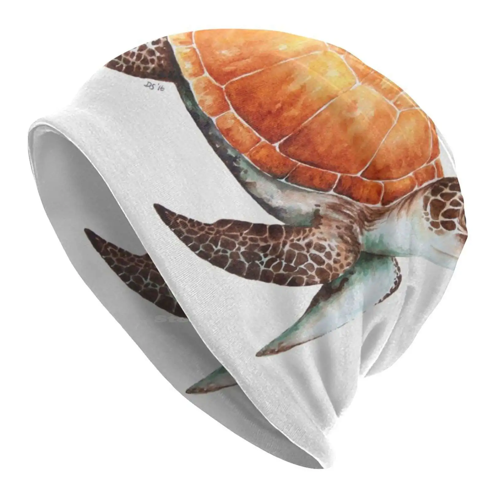 Sea Turtle Knitted Hat Warm Beanie Outdoor Caps Hawksbill Turtle Ocean Marine Animal Reptile Turtle Painting Watercolor Turtle