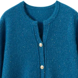 Hot Sale Women 100% Cashmere Cardigans Autumn And Winter New Fashion Jacket O-Neck Long Sleeve Sweater Coat Lady Knitwear Outwea