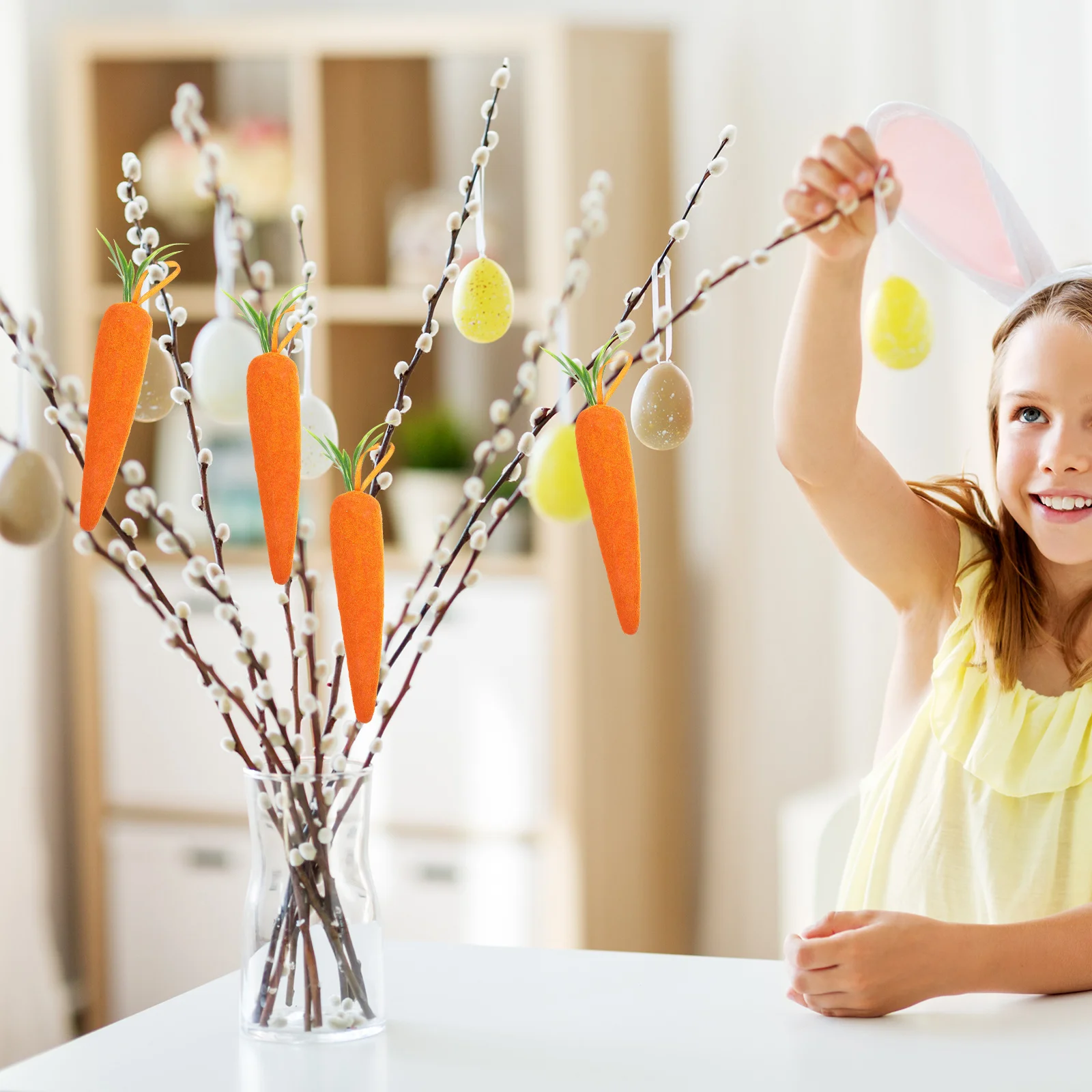 

4Pcs Foam Easter Carrot Hanging Ornament Artificial Carrots Lightweight Party Decorations Easter Basket Tree Decor