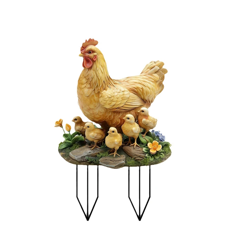 Chicken Garden Stakes Cute Hen and Chick Acrylic Signs Decorations Yard Art Ornaments