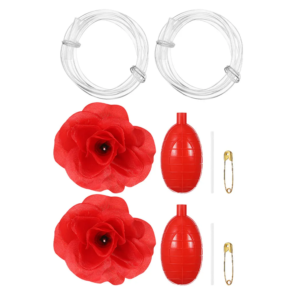 

2Pcs Squirting Rose Prank Accessory Lifelike Artificial Rose Squeeze-Activated Water Spray Trick for Events Parties Comedy