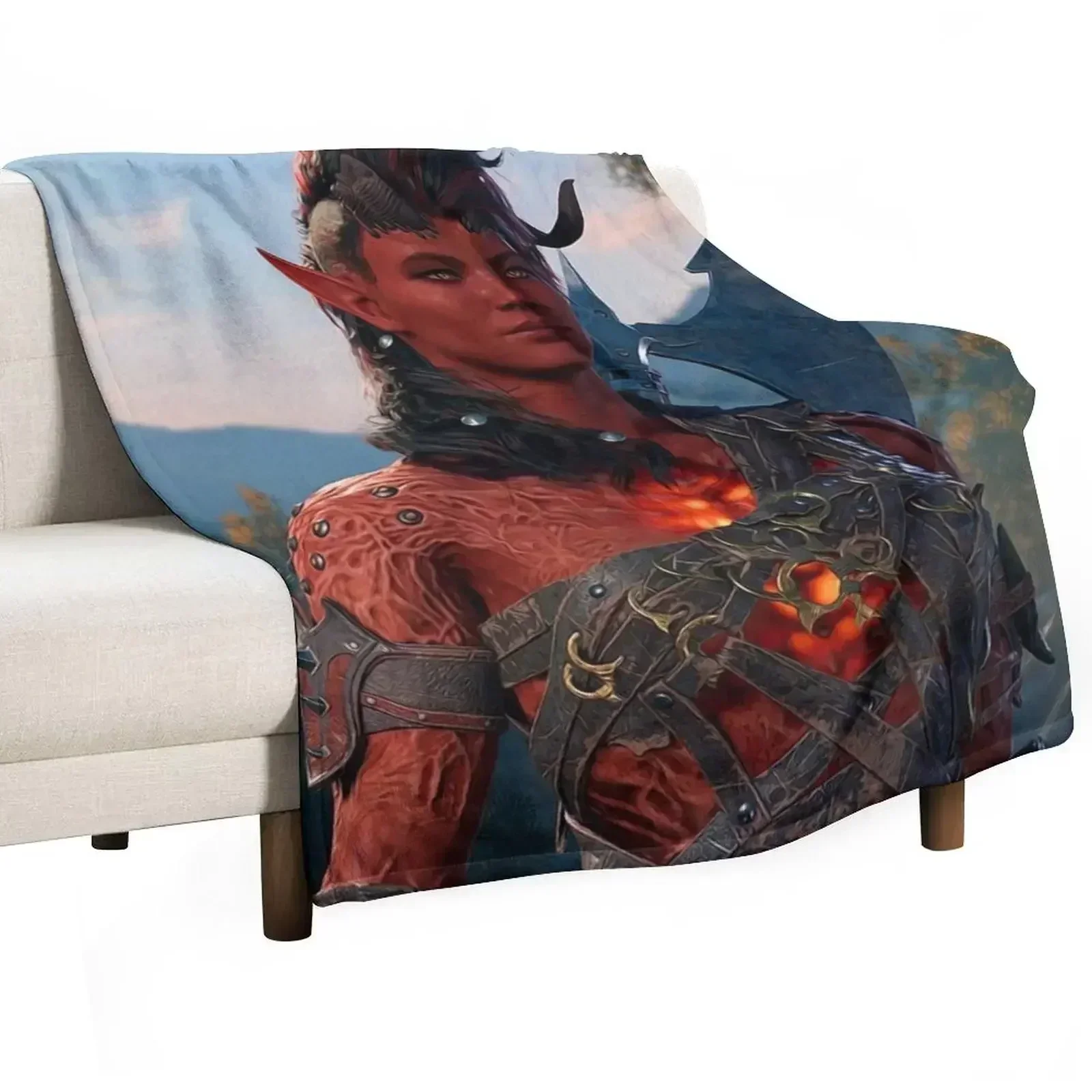 Karlach the Tiefling Barbarian Adventurer Throw Blanket Retros Designers Sofas Travel Flannel Fabric Blankets