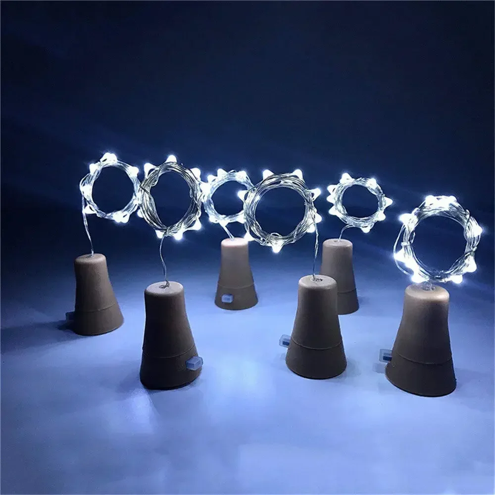 5PCS 1M/1.5M/2M Solar Wine Bottle String Lights IP65 Waterproof Copper Wire Cork Shaped Fairy Lights for Wedding Christmas Decor