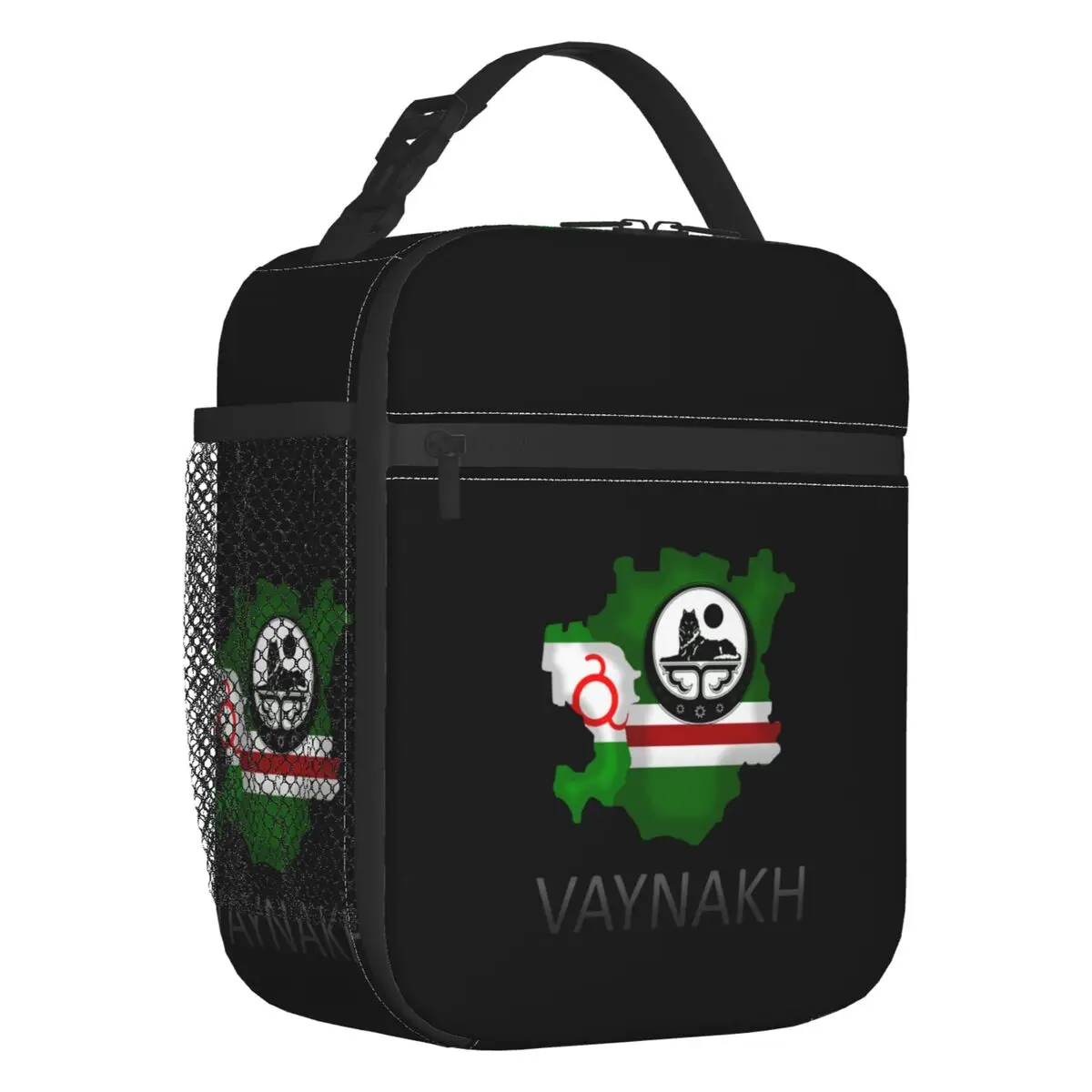 Vaynakh Chechen Thermal Insulated Lunch Bag Chechnya Flag Map Portable Lunch Container for Outdoor Picnic Multifunction Food Box