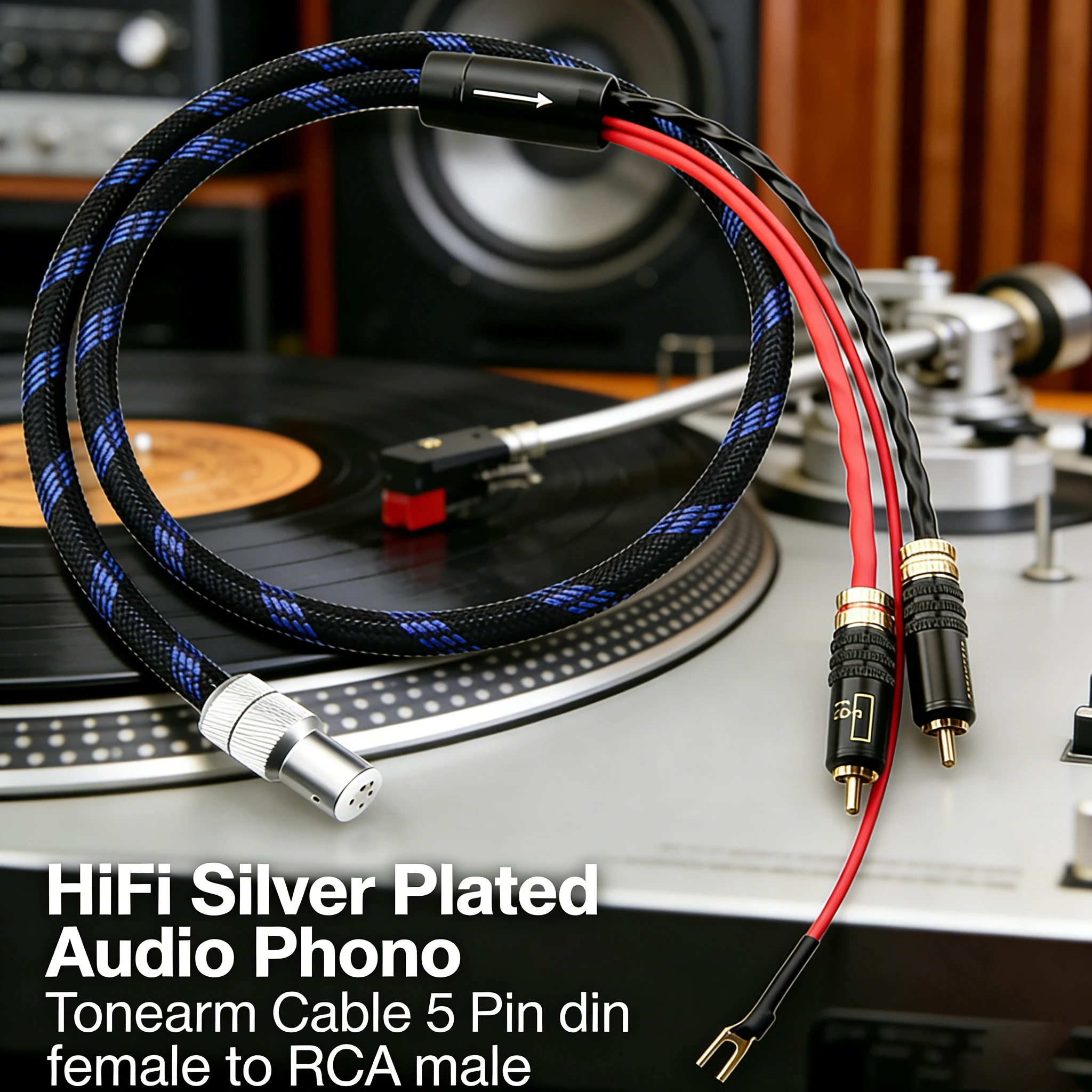 

Аудиофильский аудиокабель A10 Hi-Fi с серебряным покрытием для проигрывателей винила, с разъемом 5-контактный DIN (женский) на RCA (мужской)