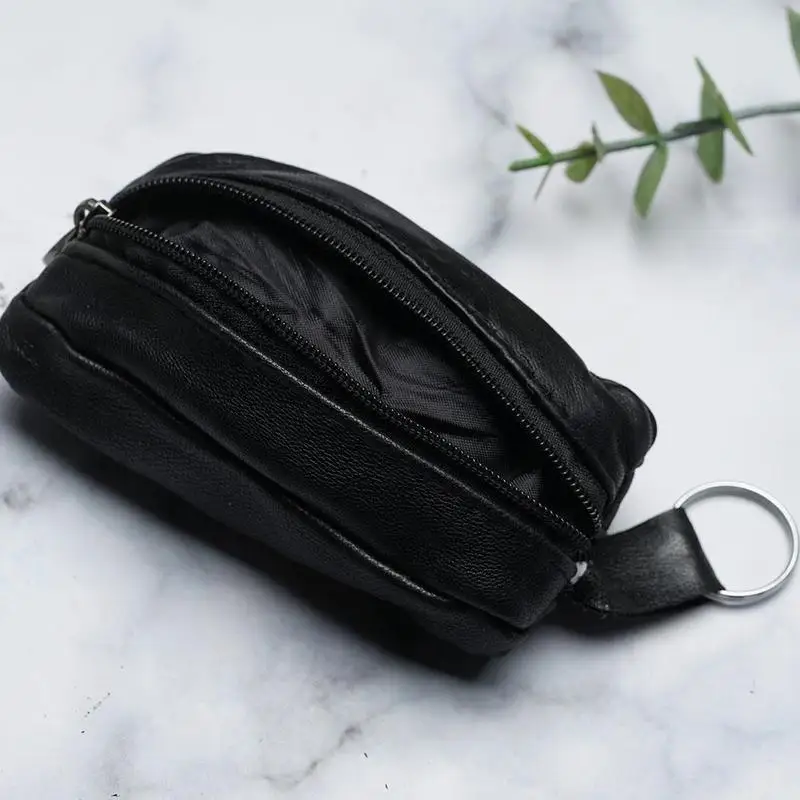 Portable Mini Zipper Coin Purse Men Soft PU Leather Car Key Case Fashion Coin Purse Gift Mini Zipper Soft Purses Key Bags