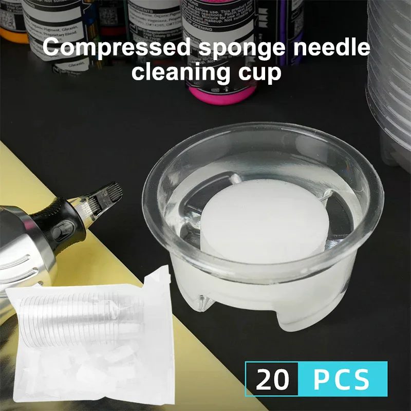 

20pcs Tattoo Disposable Dip Foam Sponge Caps Cups For Tattoo Needle And Tip Cartridge Dip Foam Cleaning Cup Tattoo Supplies