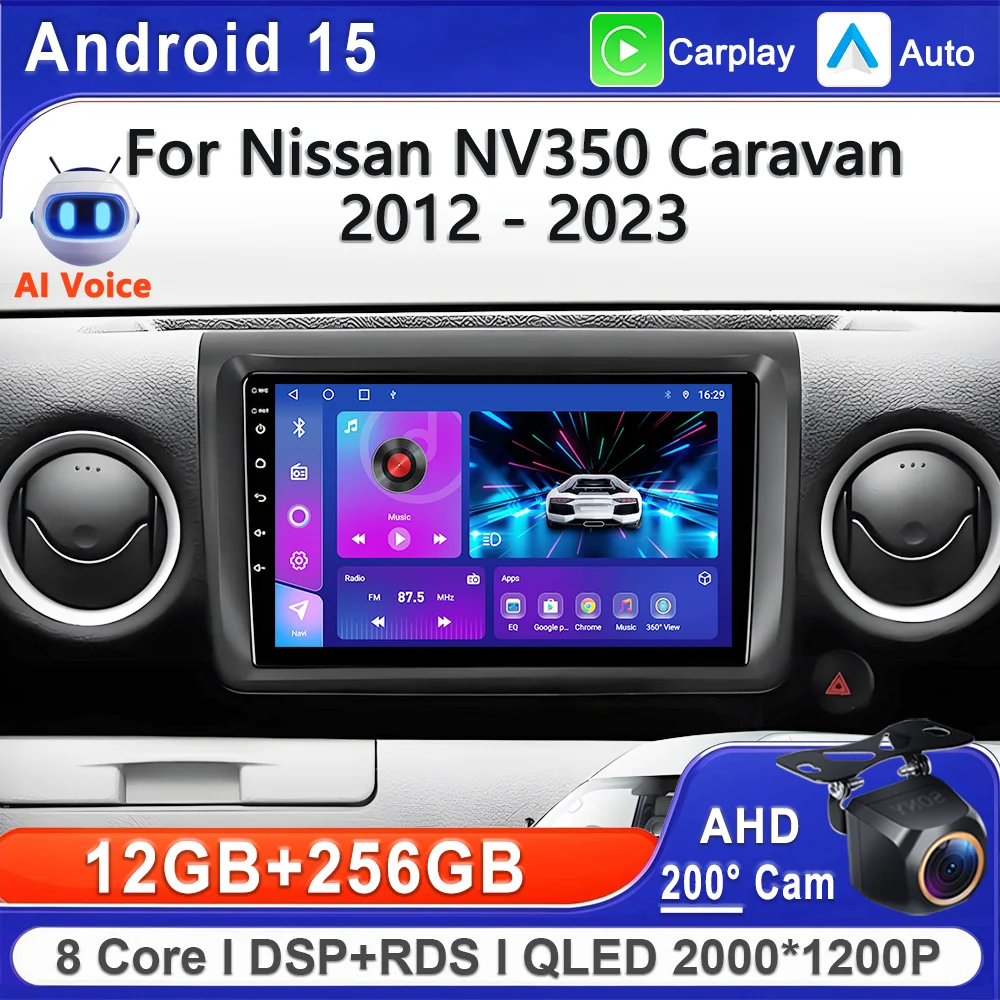 

Android 15 Car For Nissan NV350 Caravan 2012 - 2023 Stereo Head Unit GPS Navigation High-performance CPU DVD Multimedia Radio