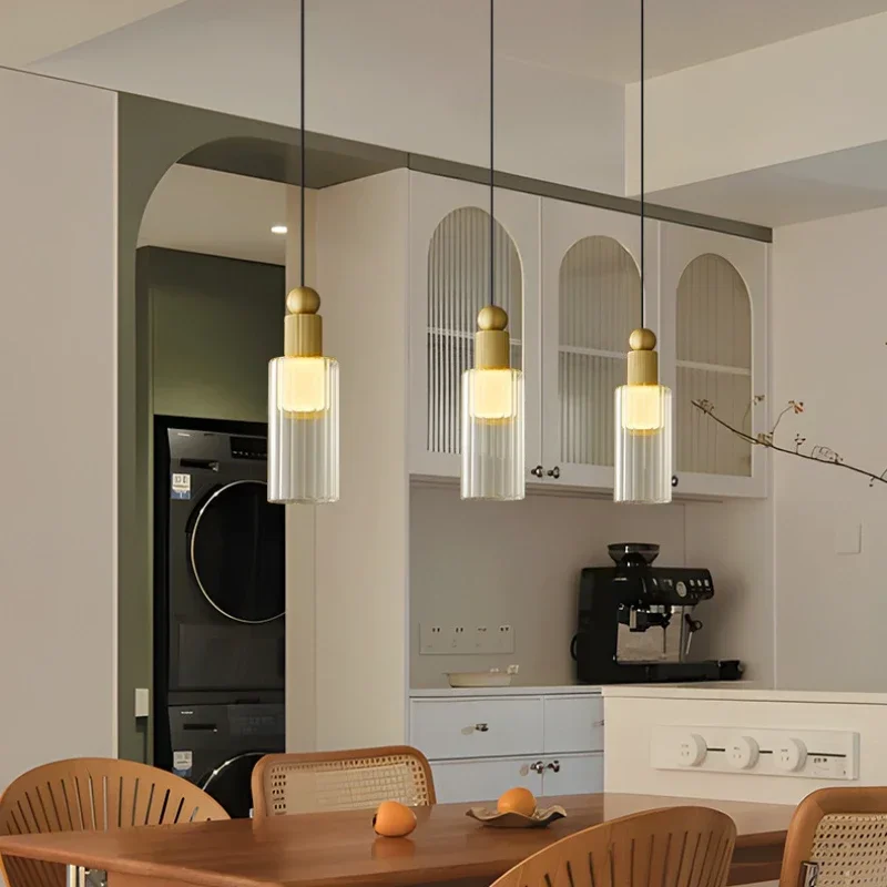 

SANDYHA Nordic All Copper Pendant Light Acrylic Glass Hanging Chandeliers for Living Room Decor Bedroom Dining Table Lighting