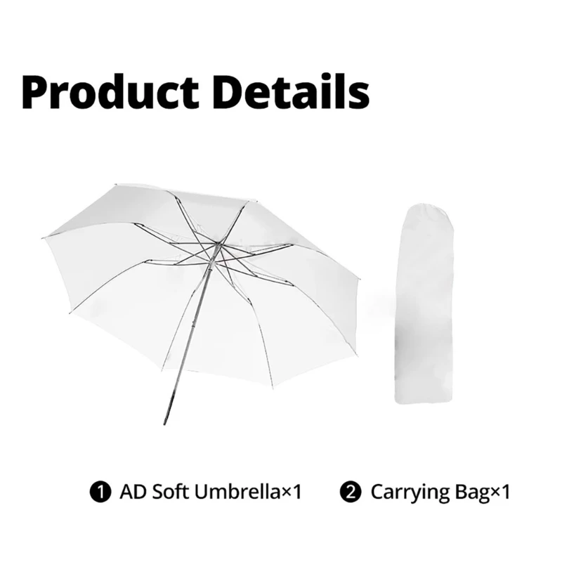 Portable ADS5 Soft Umbrella White Folding Photography Umbrella Light Reflector for Vedio Studio Speedlites