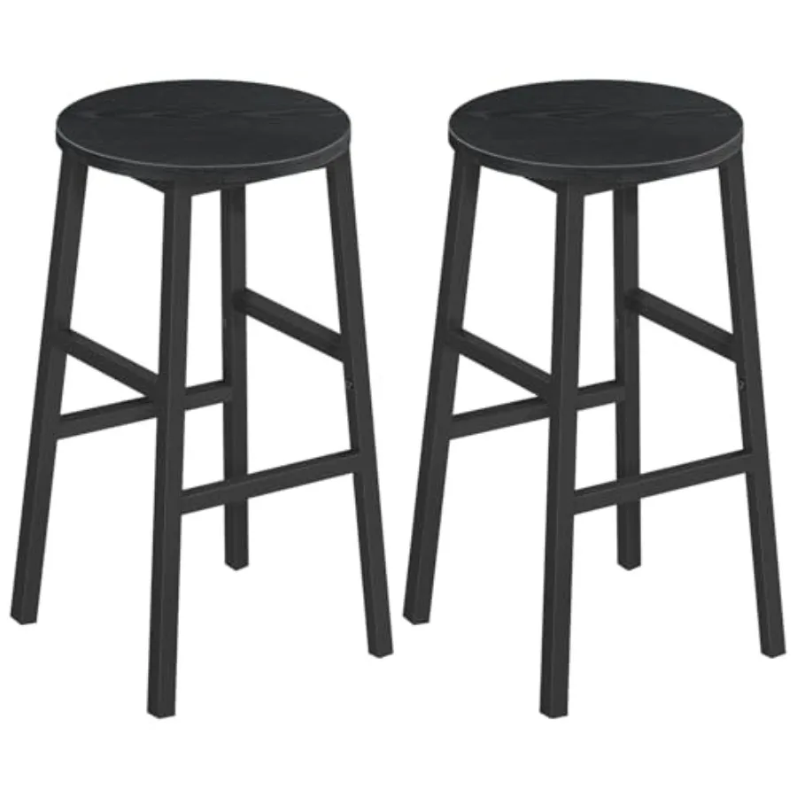 

Bar Stools, Set 2 Round Bar Chairs with Footrest, Kitchen Breakfast Bar Stools, dustrial Bar Stools, Easy Assembly, for Dg Room
