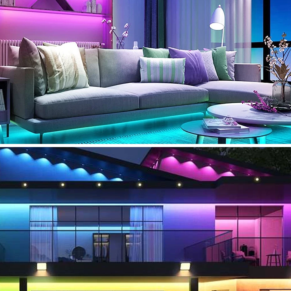 Imagem -06 - Impermeável Smart Bluetooth Rgb Led Strip Dreamcolor Tape Light Fita Decoração de Sala ao ar Livre 110v 220v 10m 20m 50m