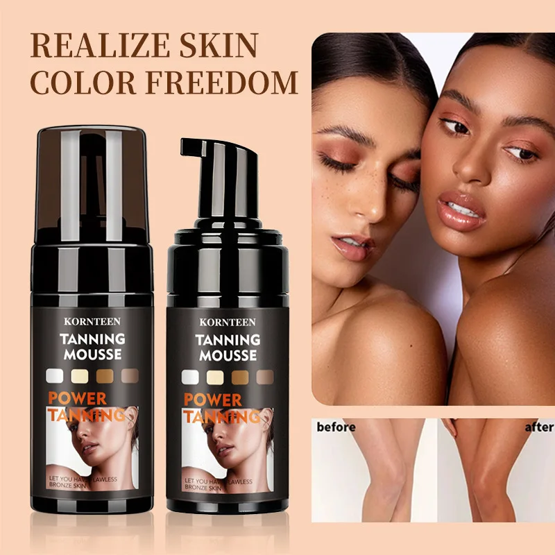 Natural Glow Instant Sun Body Tanning Mousse, Self Tanner Deep Bronze Tan, Sunless Tanning Body Bronzer Looking Color Instantly