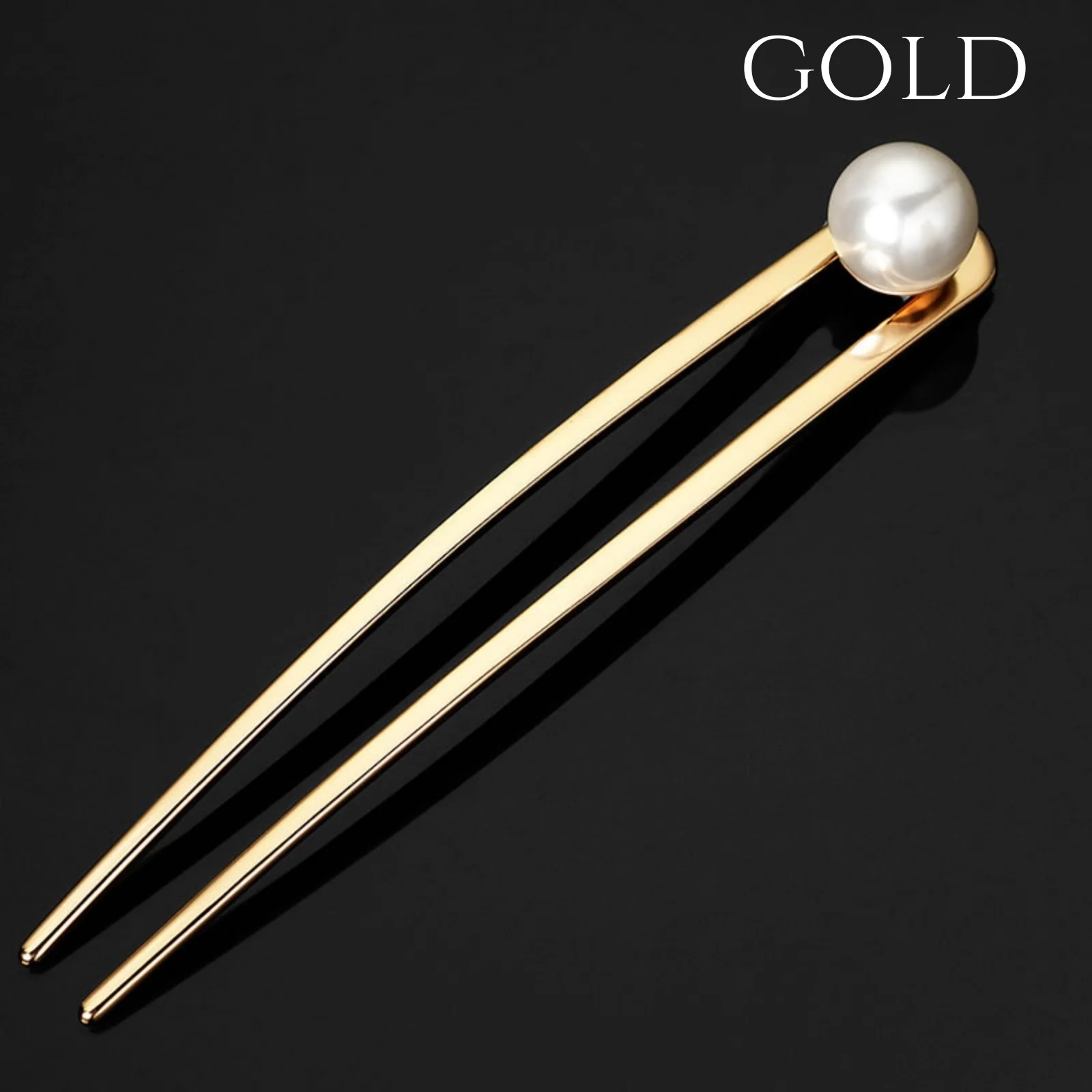 1PC U-Shaped Hairpin/Fork with Pearls - Back-of-Head Updo Styling Accessory, Premium Minimalist Metal Hair Ornament
