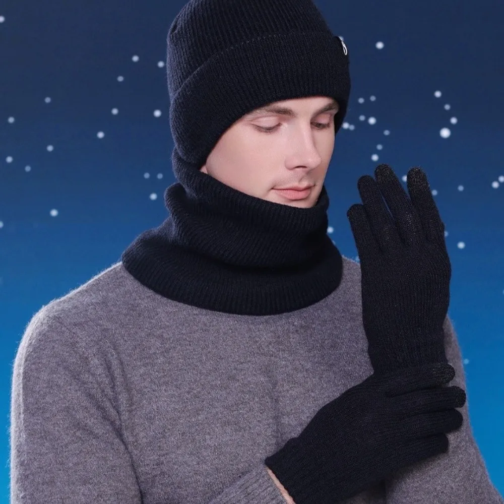 warm-cap-winter-glove-cap-set-neck-warmer-bucket-hat-knitted-hat-gloves-scarf-solid-color-korean-style-solid-beanie-outdoor