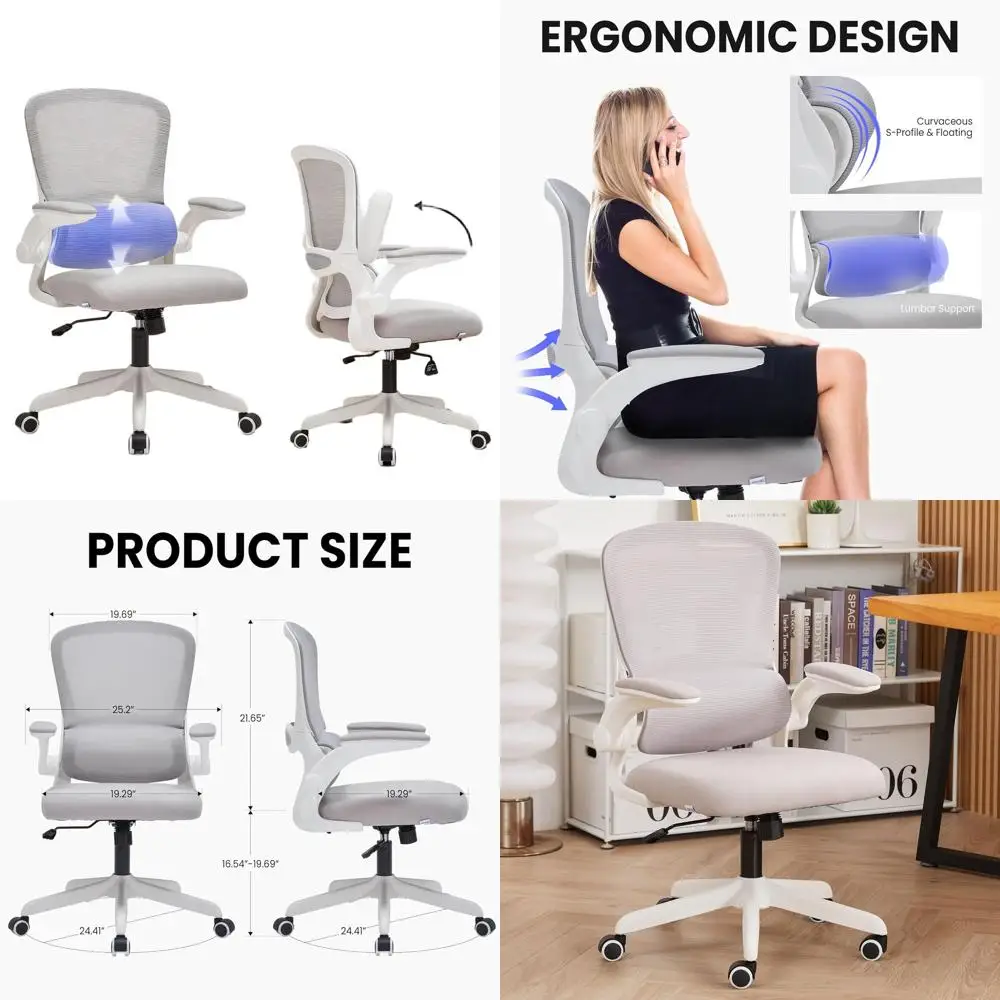 

Ergonomic Desk Chair with Adjustable Lumbar Support, Breathable Mesh, Swivel, Rolling, Executive Gaming Chair, Adjustable Armres
