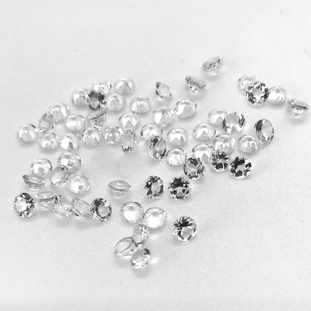 

200 шт. круглые 2,25 мм-3 мм 100% настоящие натуральные белые топазы для глаз, прозрачные бриллиантовые огранки, свободные драгоценные камни для ювелирных изделий из золота и серебра