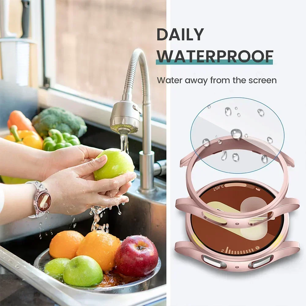 حافظة كمبيوتر + زجاج مقسى لساعة سامسونج جالاكسي 7/6/5/4 FE 44 مللي متر 40 مللي متر غطاء كامل واقي للشاشة غلاف + ملحقات الفيلم