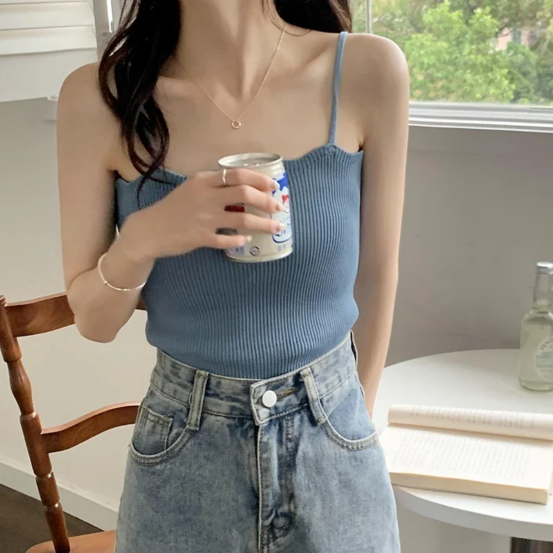 Koreanisches Einfaches Inneres Schichtungs-Tanktop, Lässiges Alltags-Top, Retro Koreanischer Stil, Gestricktes Damen-Camisole, Sommer 2026 Ärmelloses Slim-Fit-Oberteil – Detail 27