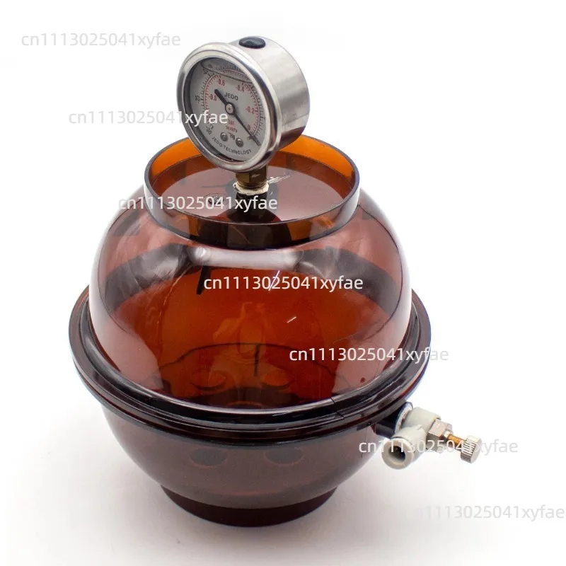 Brown Plastic Vacuum Desiccator (150ml) with Pressure Gauge & Single Valve – Lab-Grade Preservation Container