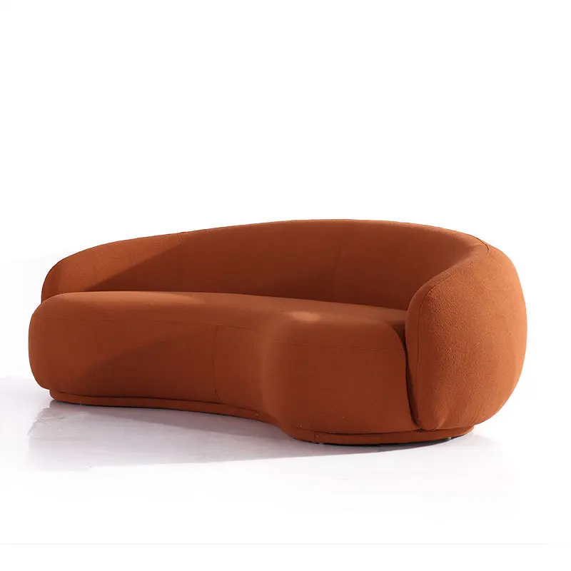 Apartment B & B Cashew Curved Sofa Living Room Cream Flannel Teddy Flannel Sofa Small Apartment