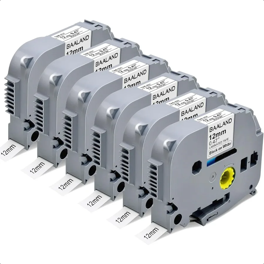 

6Pack Label Maker Tape Replace for TZe231 Tze Tz Tape 12mm 0.47 Inch Laminated White Compatible with Brother P Touch Label Make