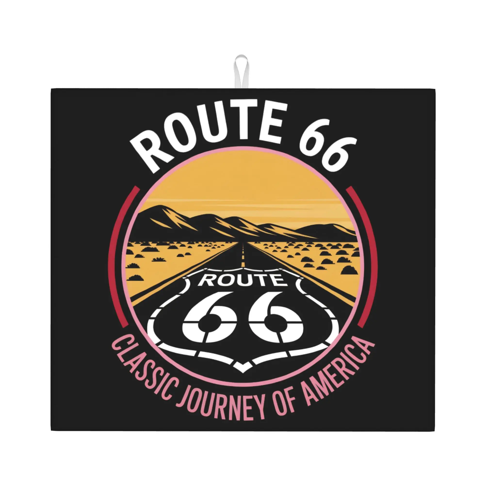 Motorcycle Ride Route 66 Non Slip Kitchen Counter Protector Mat Barware Tableware Reusable  Bathroom Drying Mat For Kitchen