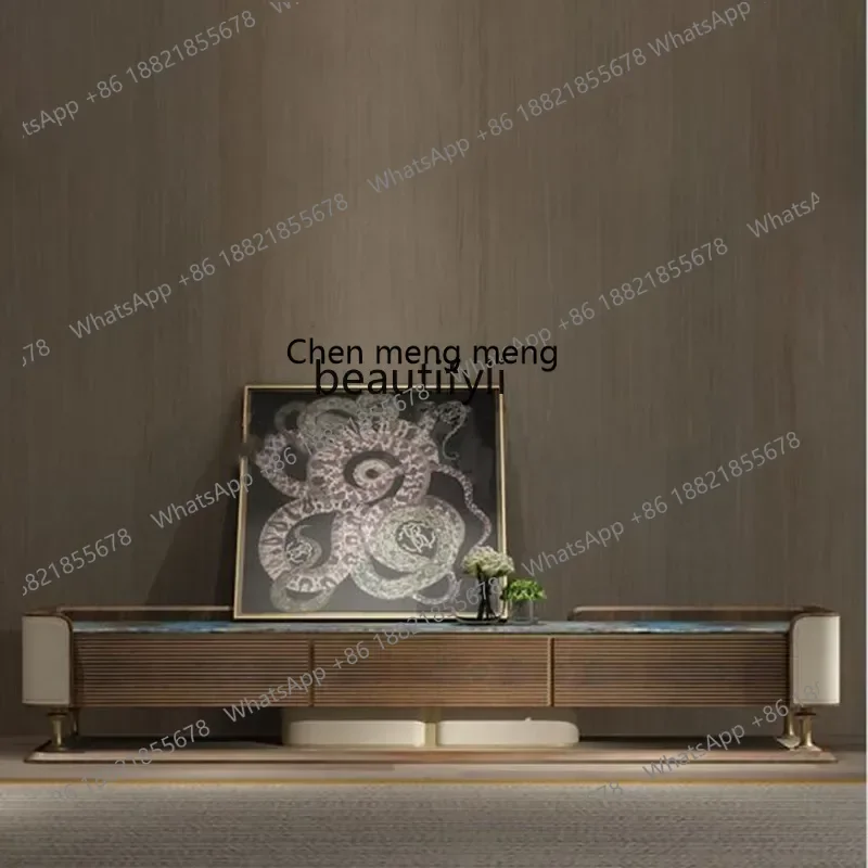 cc182Modern light luxury rock slab coffee table TV cabinet combination small apartment marble minimalist electric floor cabinet