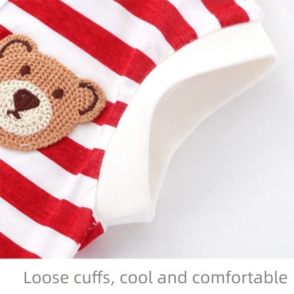 Striped Pattern Summer Bodysuit Cotton Material Solid Color Sleeveless Bodysuit Thin Fabric Ventilate Design Infant One-piece