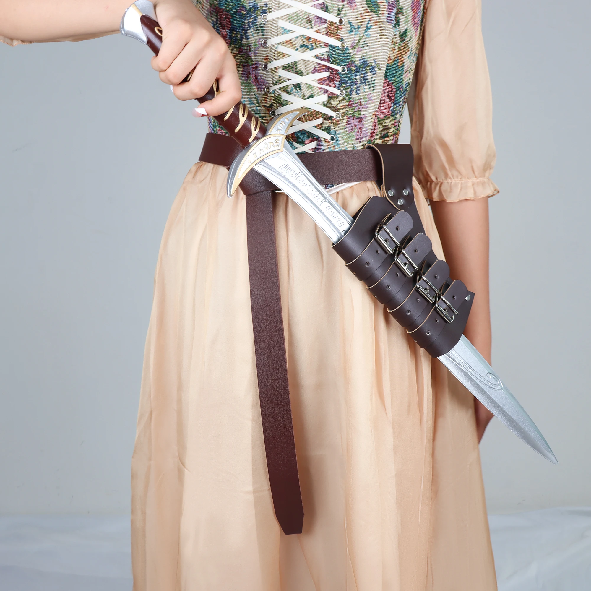 

Medieval PU leather belt, sword belt 2-piece set, sword rack belt knight pirate role play costume accessories