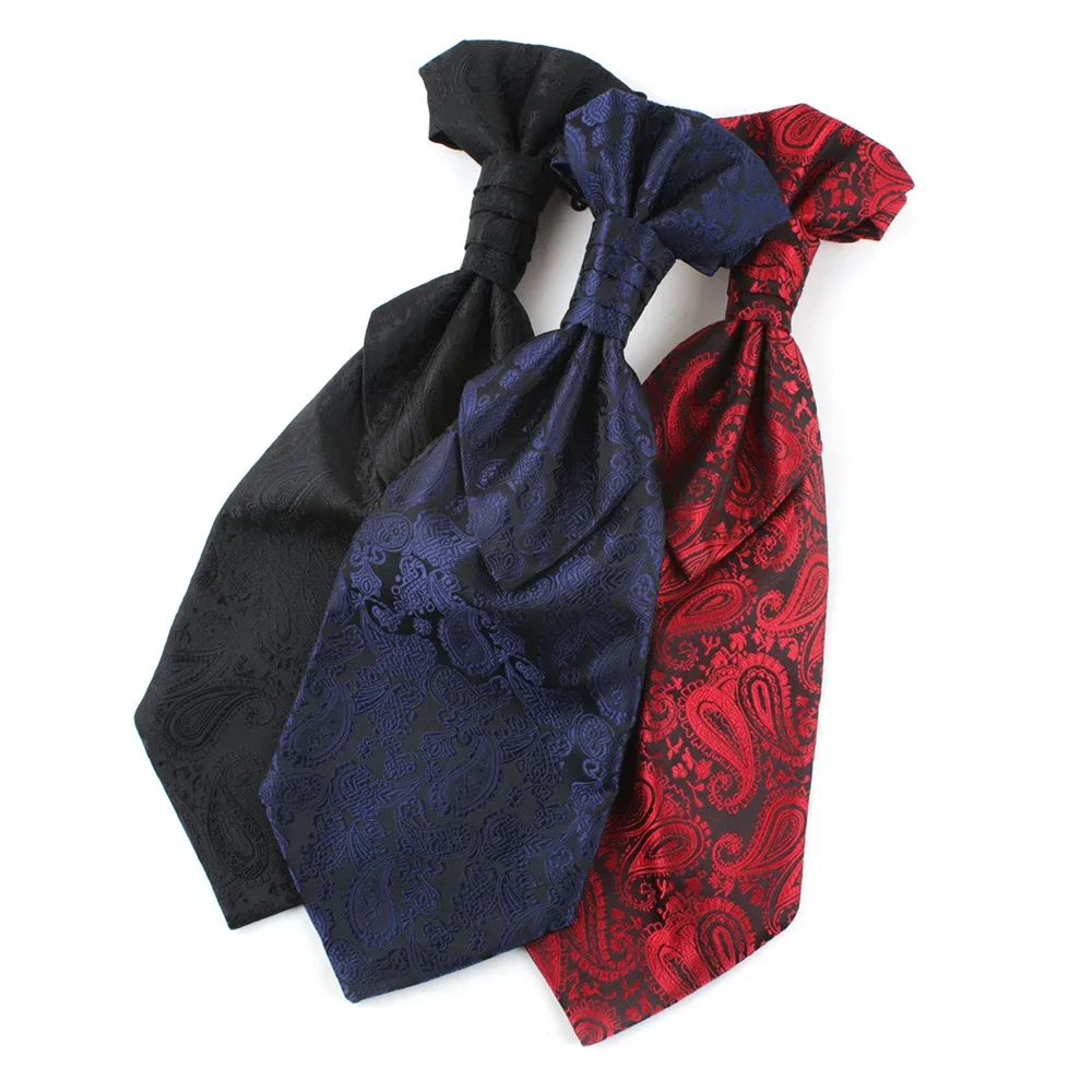 18 Colors Paisley Ascot Tie Wedding Formal Gifts for Men Suit Vest Hong Kong Knot Bowknot Lazy Necktie Corbatas Accessory