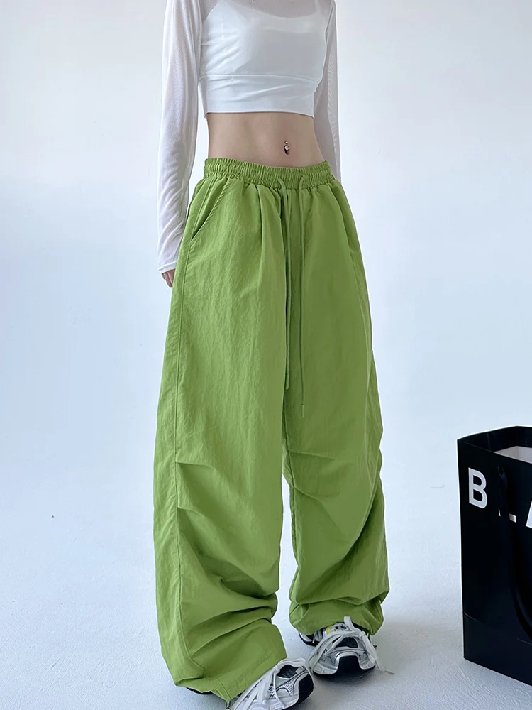 Damskie spodnie robocze na wczesną jesień, luźny krój, elastyczna talia, do tańca jazzowego na świeżym powietrzu, wspinaczki górskiej, styl utilitarowy, spodnie spadochronowe...