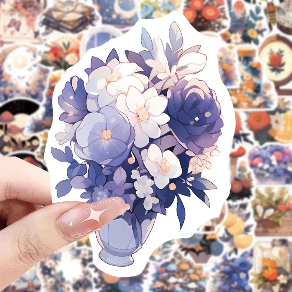 10/30/50pcs Retro Mysterious Moon Flower Stickers Aesthetic Decals for Skateboard Phone Laptop Suitcase DIY Cartoon Sticker Pack