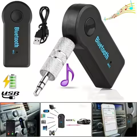 무선 블루투스 음악 리시버 어댑터, 오디오 3.5mm 스테레오 A2DP 음악 스트리밍 자동차 키트, AUX 인 홈 스피커 MP3