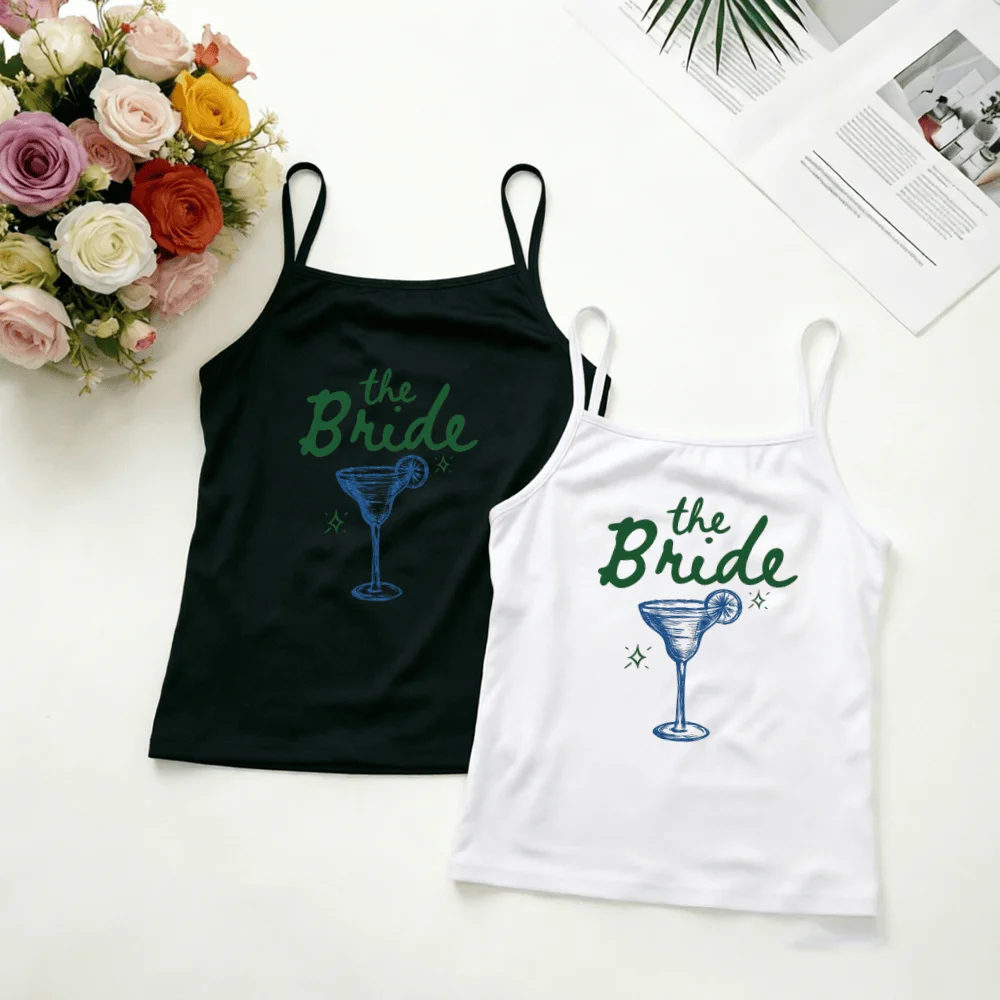 The Bride Camisole Ladies Cocktail Tank Top Bachelorette Party Night Outfits Vest Aesthetic Engagement Summer Crop Tops