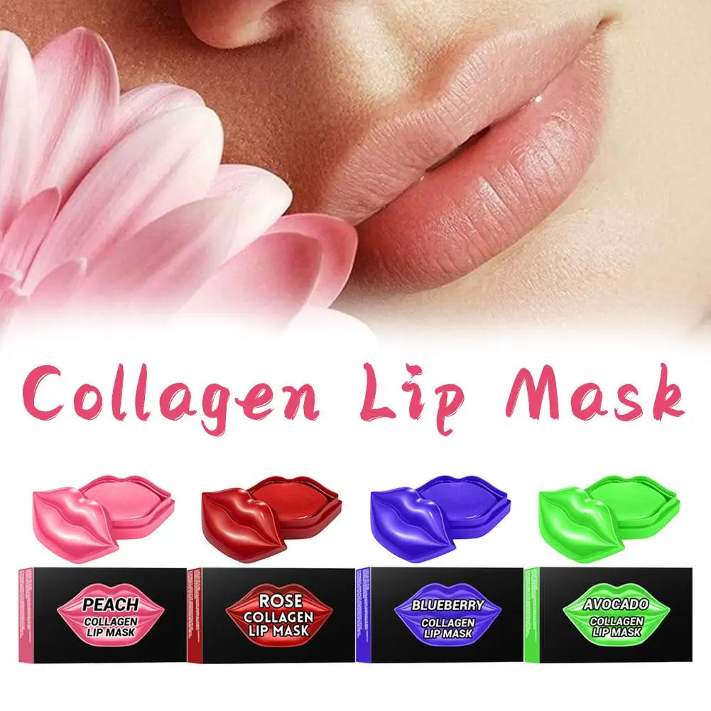Máscara labial de colágeno reduz linhas labiais, hidrata e hidrata a área dos lábios e é uma máscara labial de gelatina de hidrogel rosa e macia