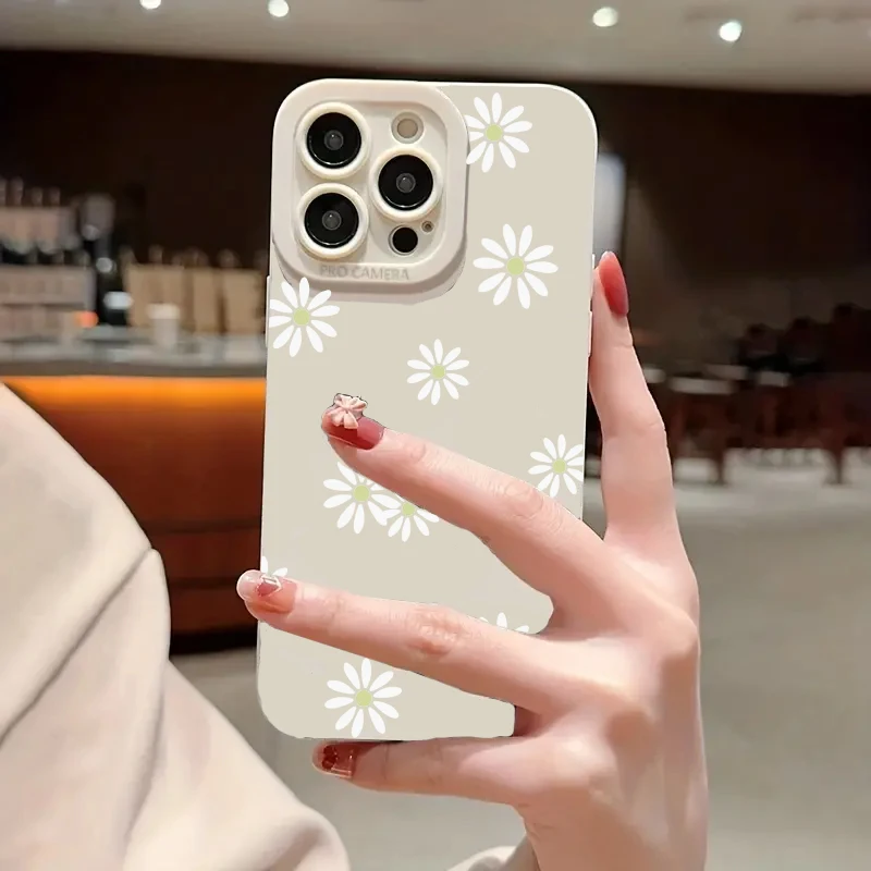 Wildflower Small White Dots Graphic Phone Case For iPhone 15 Pro Max 14 13 12 11 XS Max XR X 7 8 Plus 15 Soft Silicone Cover