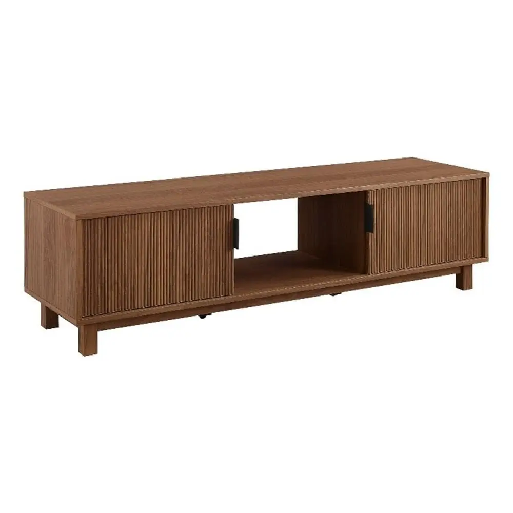 Fluted TV Stand for TVs up to 65 Inches, 58 Inch Media Console Cabinet with Storage for Living Room, Mocha, Customized