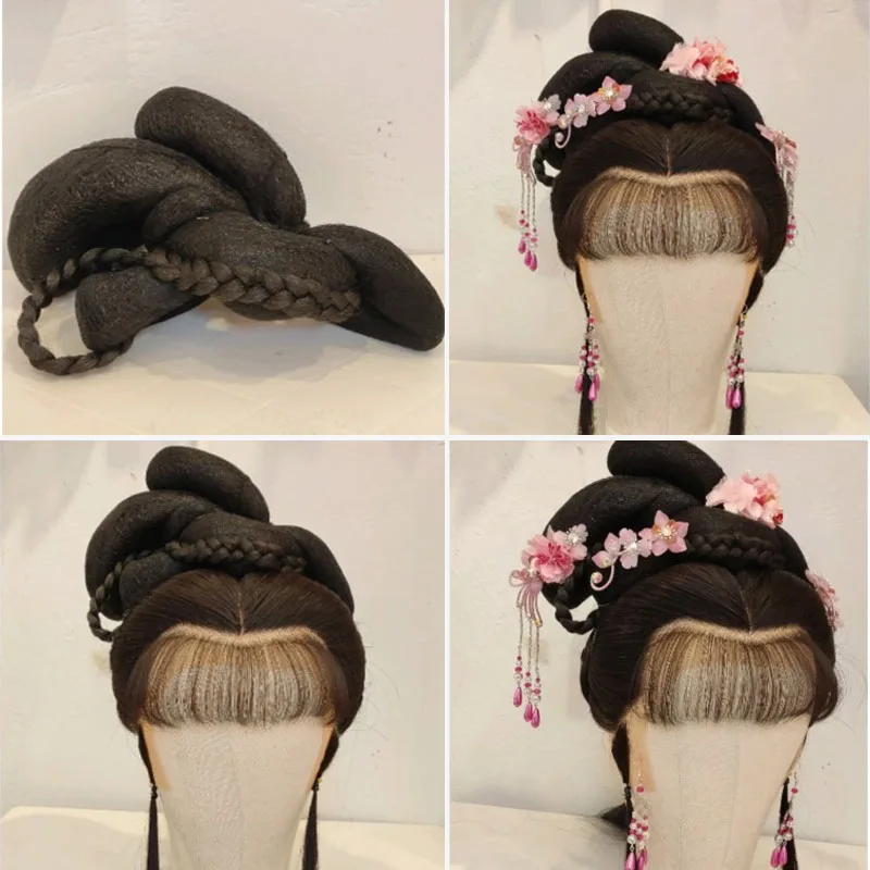 

Chinese Traditional Hanfu Hair Bun, Head-dress, Shaoxing Opera, Huangmei Opera, Min Opera, Huadan Small Dan, Hair Bag ,Puff Head