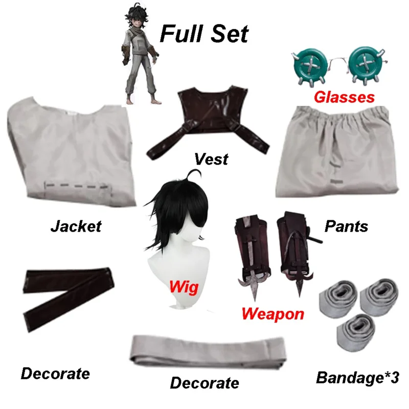 WAT Identity V Costumes Survivor Emil Patient Cosplay Costume Original Skin Uniforms Clothes Suits Glas 2025 New