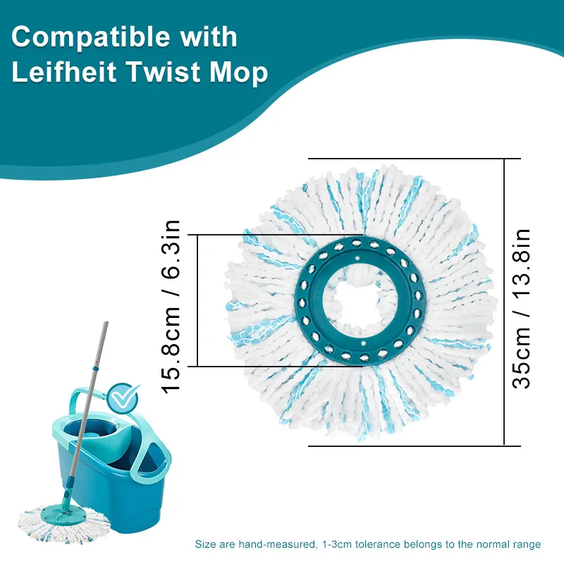 1/3/6 Replacement Head Mop for Leifheit Clean Twist Disc Mop/Ergo, Compatible with Leifheit Floor Mop Replacement Cover