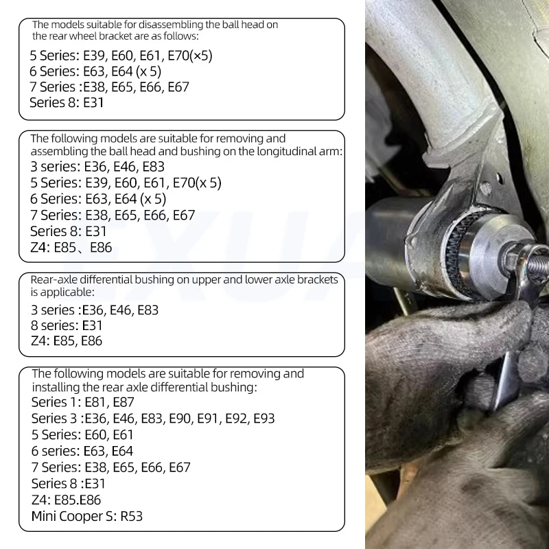 Rear Axle Differential Steering Arm Suspension Bushing Rubber Sleeve Replacement Tool BMW Special Integrated Iron Sleeve Remover